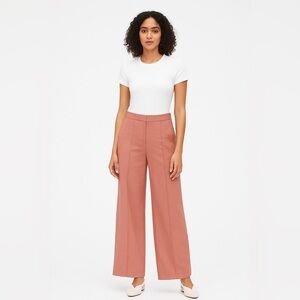Adam Lippes Light Pink Wool Blend Wide Leg Pants 10